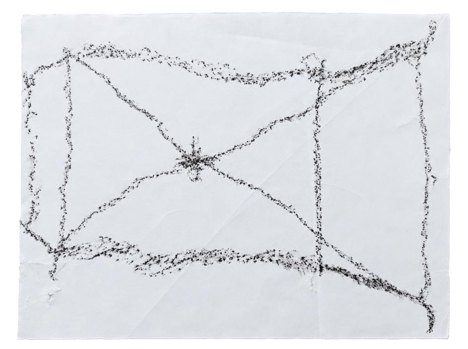 My Pale Dreams of You, Jerusalem 89, 2025, pencil and oil pastel on pattern paper: a dreamed Jerusalem in outlines and names. Marko Havlini