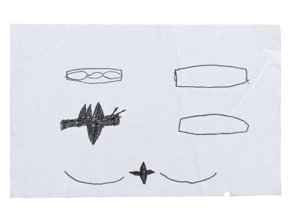 My Pale Dreams of You, Jerusalem 87, 2025, pencil and oil pastel on pattern paper: a dreamed Jerusalem in outlines and names. Marko Havlini