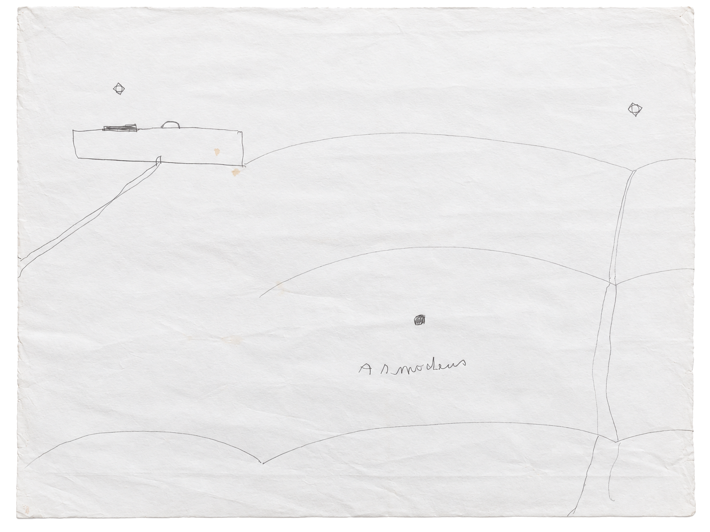 My Pale Dreams of You, Jerusalem 54, 2025, pencil and oil pastel on pattern paper: a dreamed Jerusalem in outlines and names. Marko Havlini