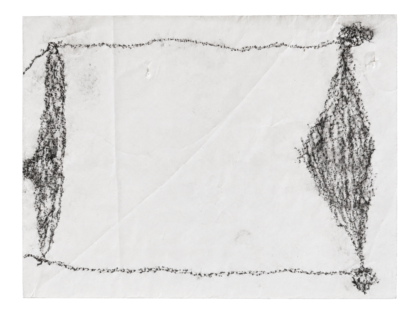 My Pale Dreams of You, Jerusalem 61, 2025, pencil and oil pastel on pattern paper: a dreamed Jerusalem in outlines and names. Marko Havlini