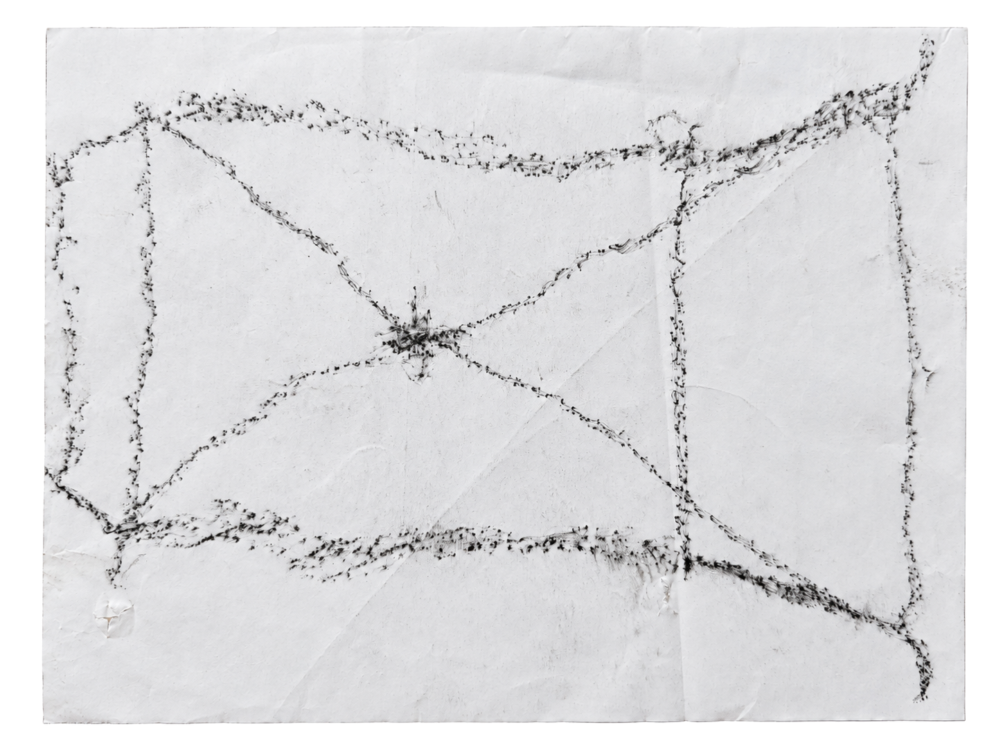 My Pale Dreams of You, Jerusalem 67, 2025, pencil and oil pastel on pattern paper: a dreamed Jerusalem in outlines and names. Marko Havlini