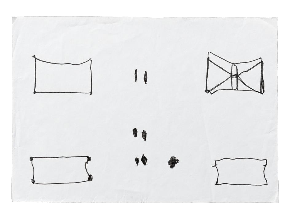 My Pale Dreams of You, Jerusalem 85, 2025, pencil and oil pastel on pattern paper: a dreamed Jerusalem in outlines and names. Marko Havlini